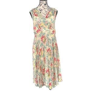 A Pea in the Pod 100% Silk Floral Maternity Dress Ivory Small Formal Shower NWOT